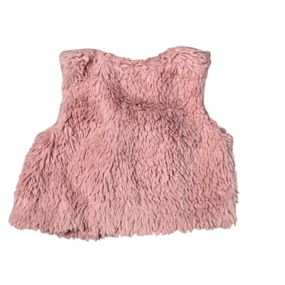 Gymboree Pink Faux Fur Girl Infant Button Vest 12-18 months Fuzzy‎ Furry Pastel